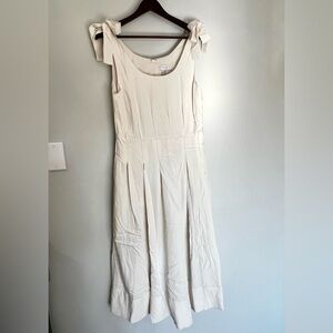 Caroline Constas Cream Drop Waist Midi Dress